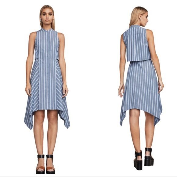 BCBGMaxAzria Sleeveless Calypso Button Down Midi Dress - Popover Back | Size S - Picture 1 of 9